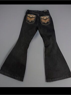 Shyanne Jeans Womens 30 Black Flare Western Embroidered Pocket Cowgirl
